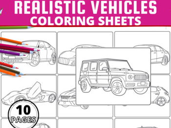 Realistic vehicles coloring book printables modern transport coloring cars teaching resources