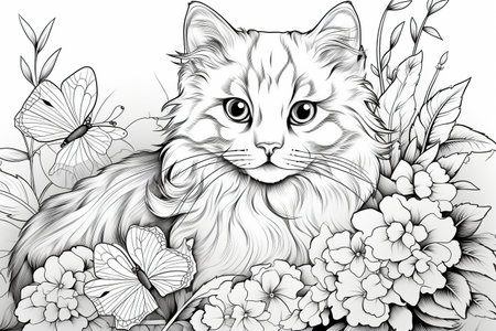 Cat coloring pages stock photos and images