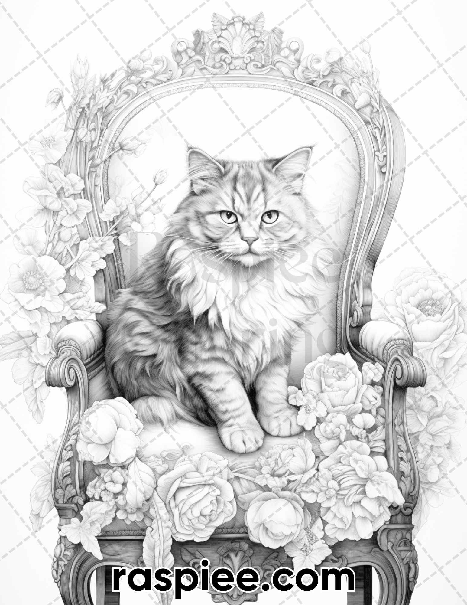 Royal king cat grayscale coloring pages for adults printable pdf i â coloring