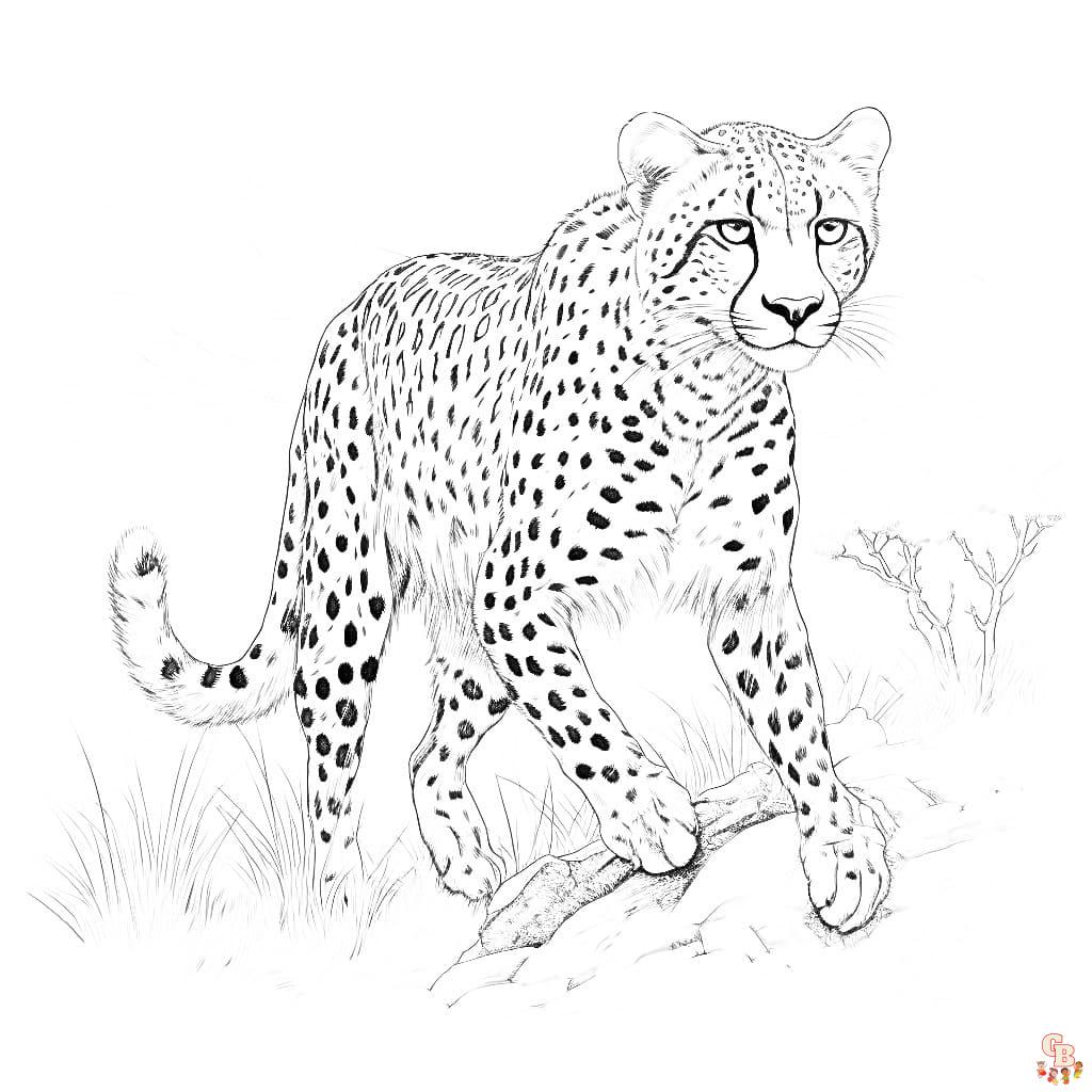 Printable cheetah coloring pages free for kids and adults