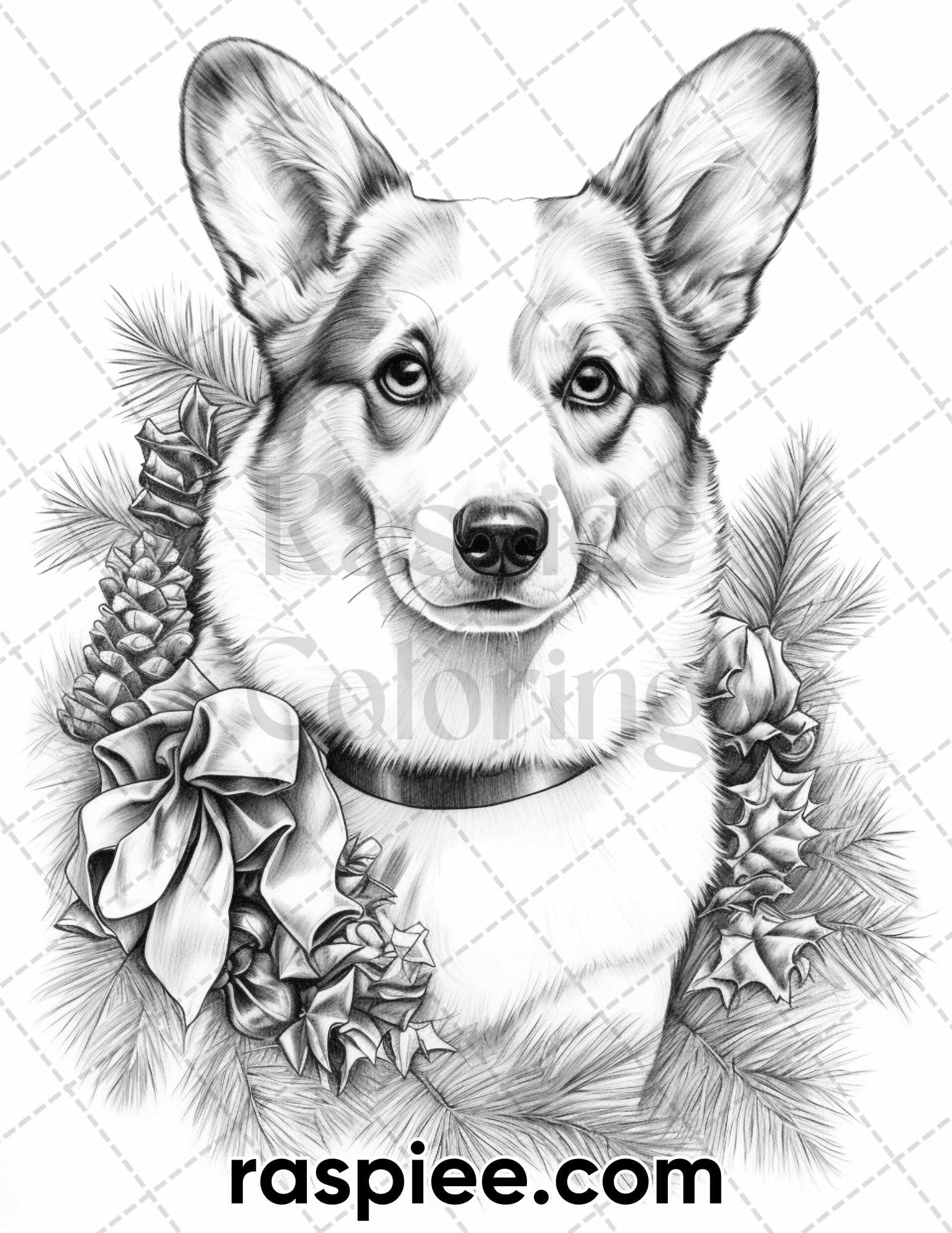 Christmas dogs grayscale coloring pages for adults printable pdf i â coloring