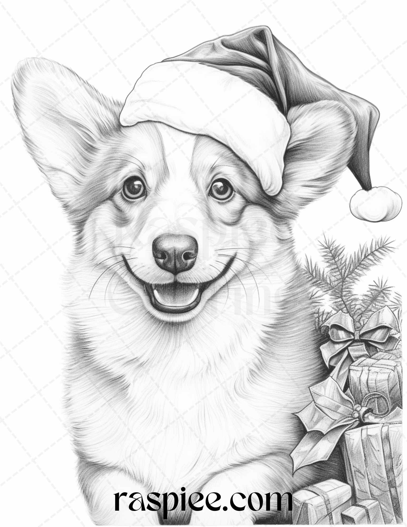 Christmas animals grayscale coloring pages printable for adults pd â coloring