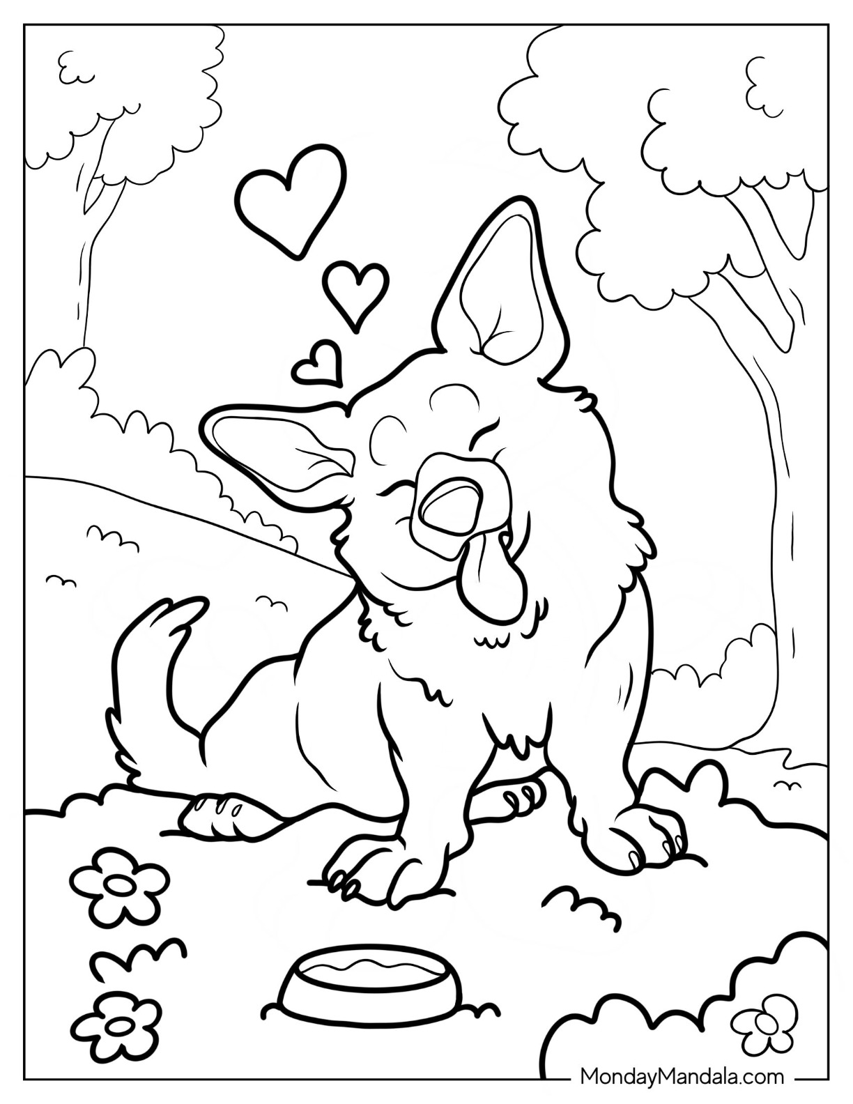 Corgi coloring pages free pdf printables