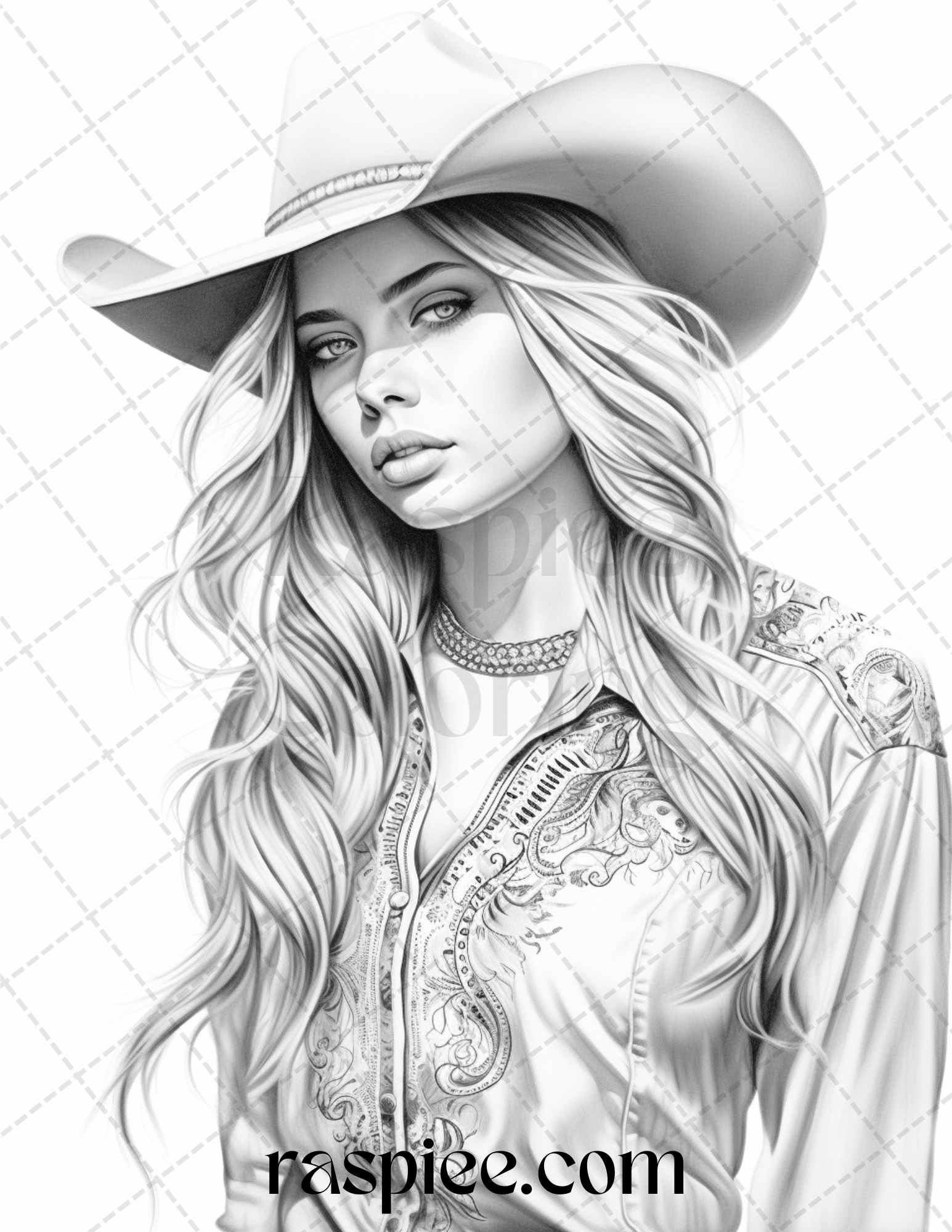 Beautiful cowgirls grayscale coloring pages printable for adults p â coloring