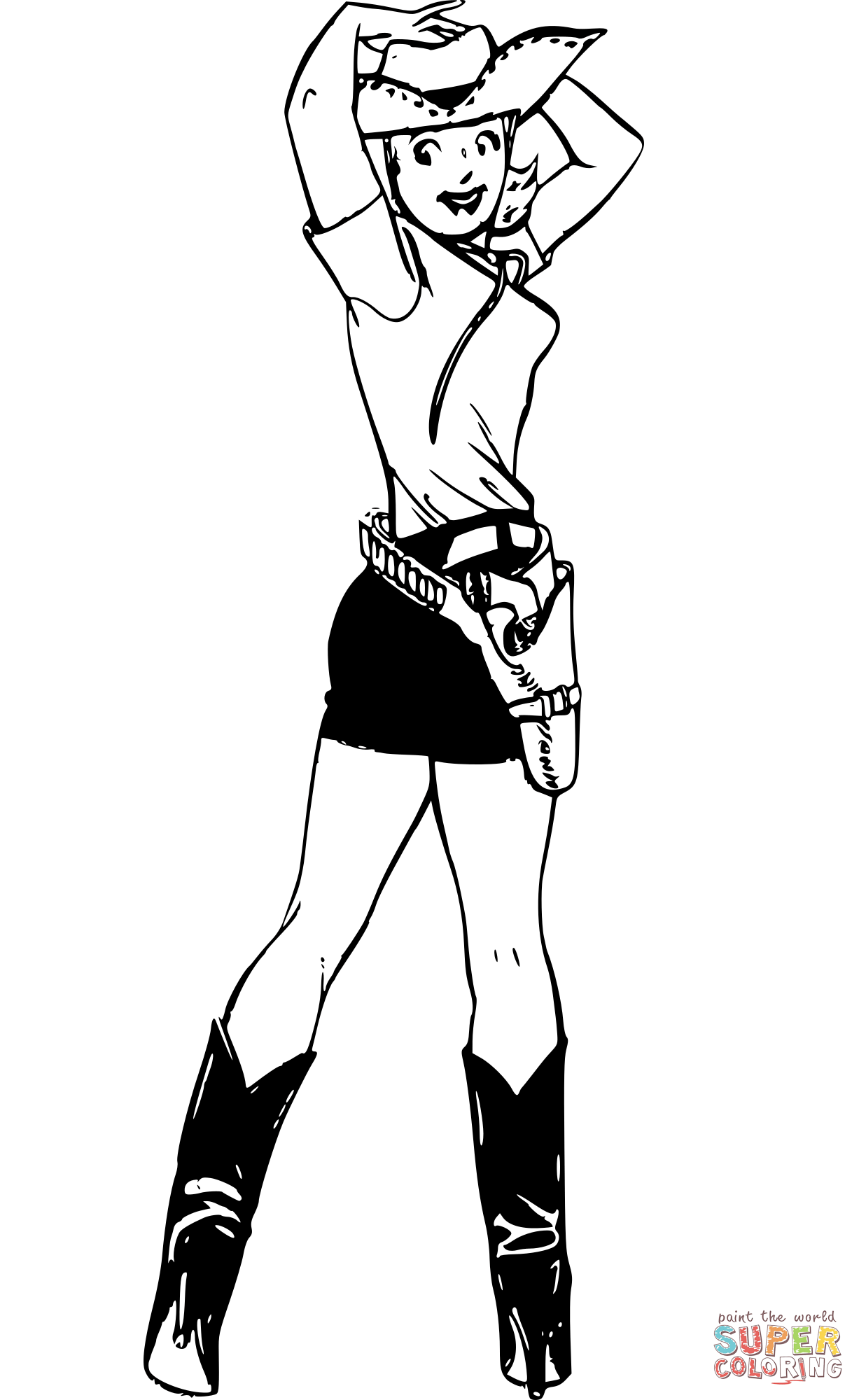Vintage cowgirl coloring page free printable coloring pages