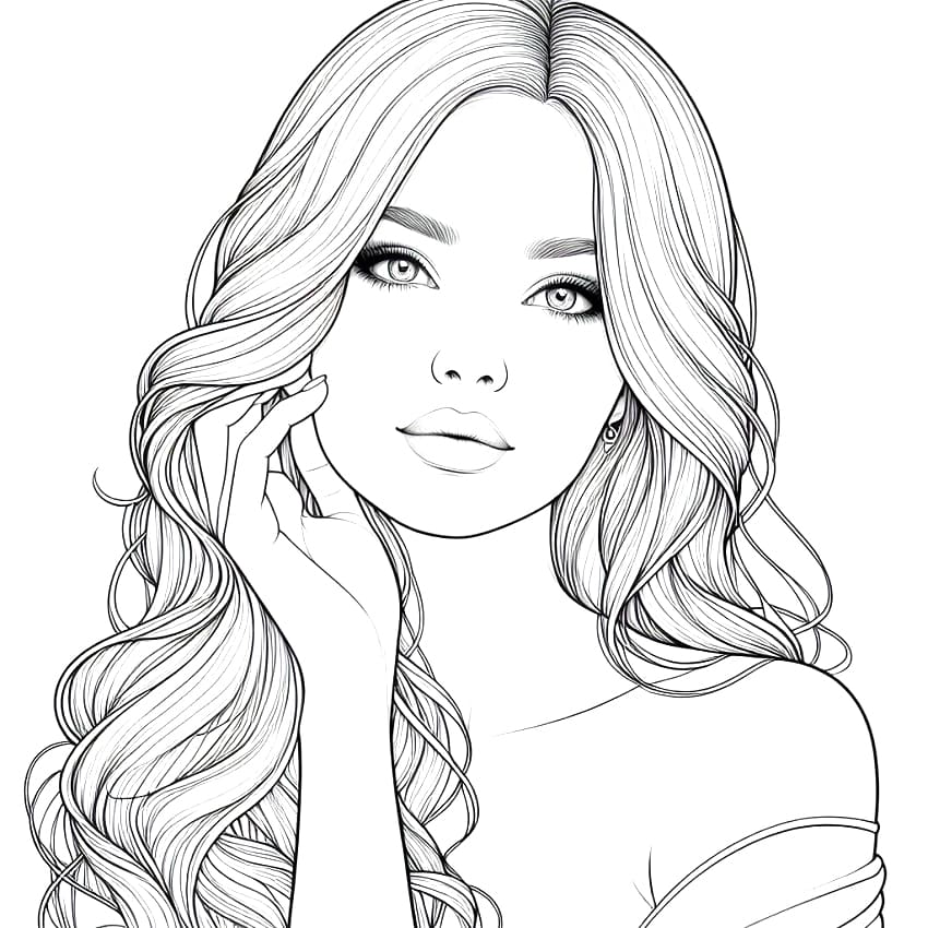 Realistic girl coloring pages