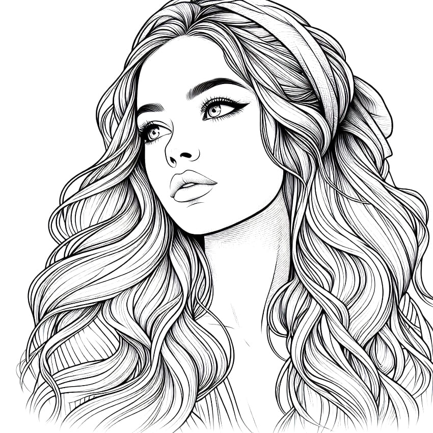 Realistic girl coloring pages