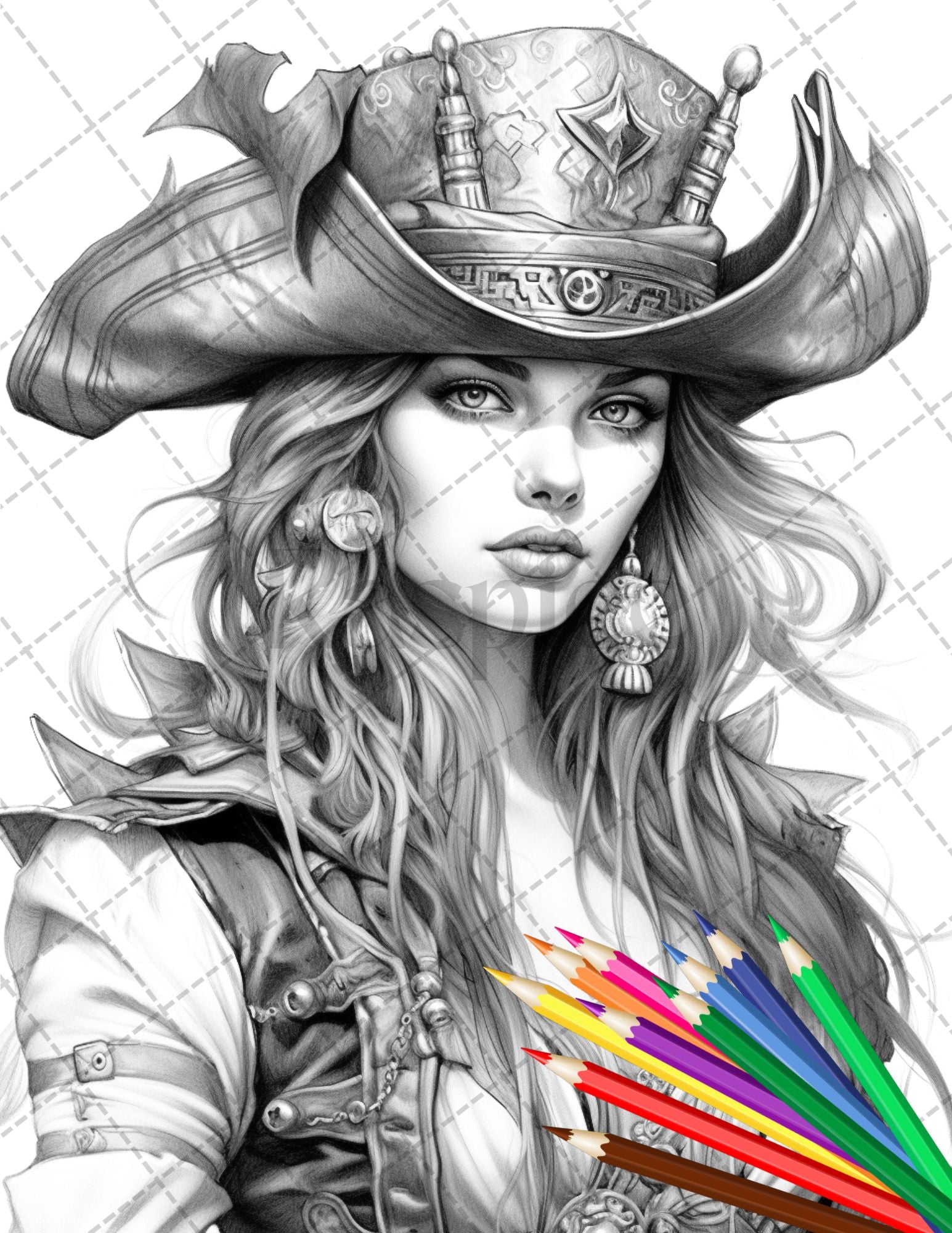 Beautiful pirate princess coloring book printable for adults grays â coloring