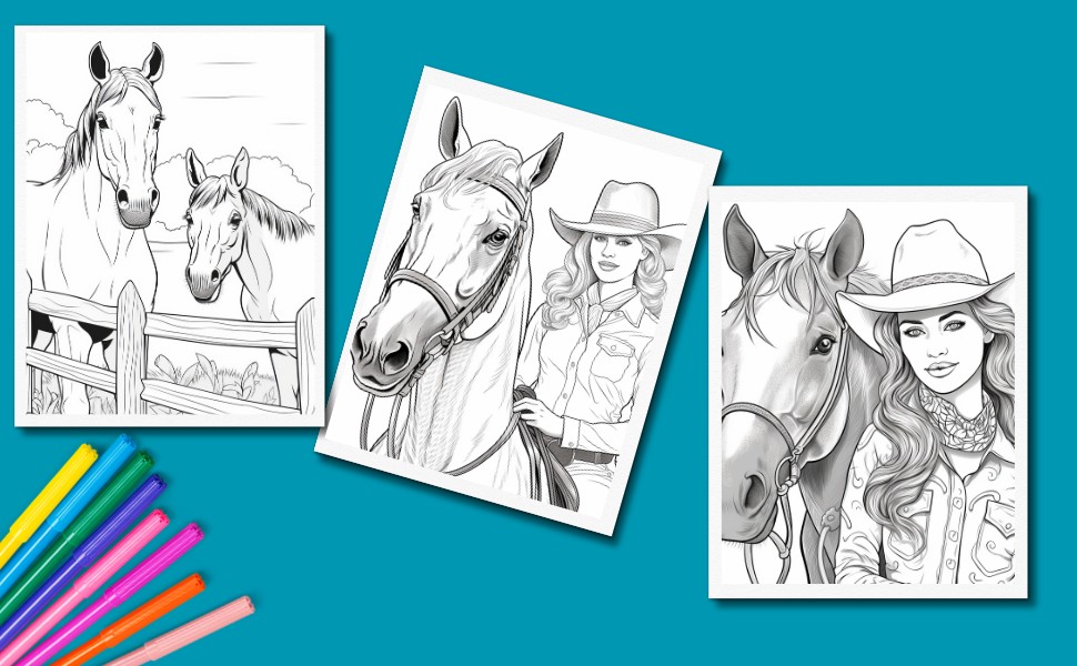 Horses a horse lovers coloring book mindful coloring book horse pages for adults and kids with horse coloring book realistic scenes for animal coloring book lovers llc creative forces