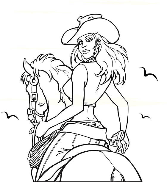 Cowgirl stok vektãr sanatä bayan kovboynin daha fazla gãrseli