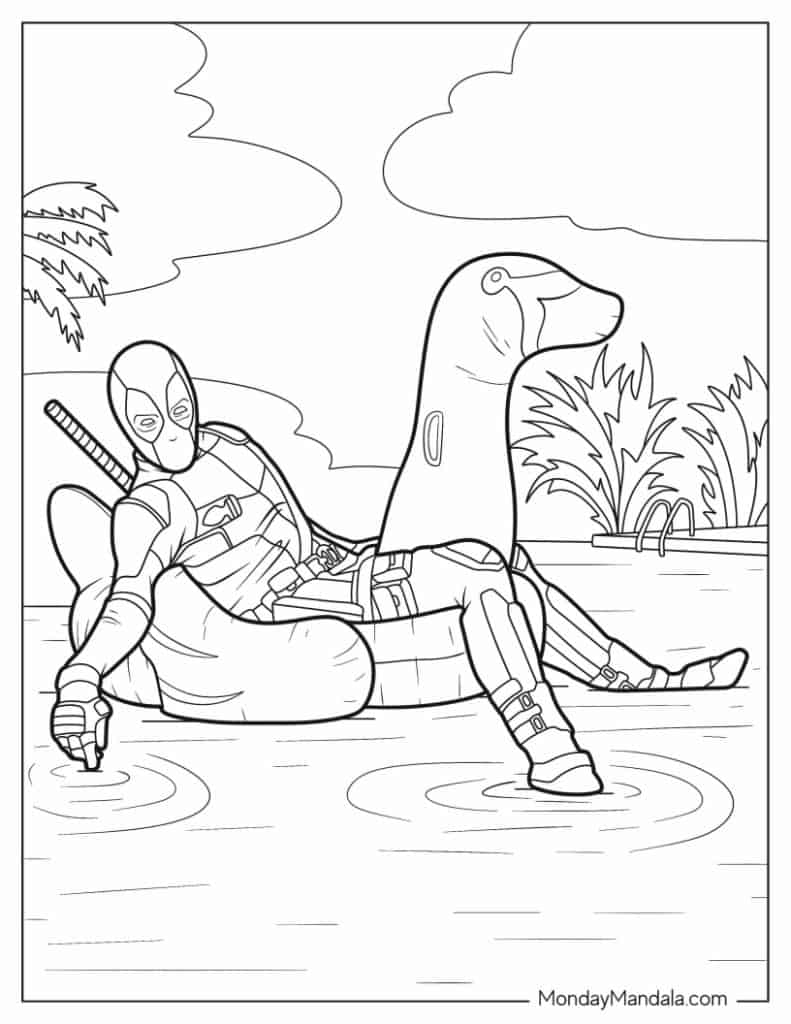 Deadpool coloring pages free pdf printables