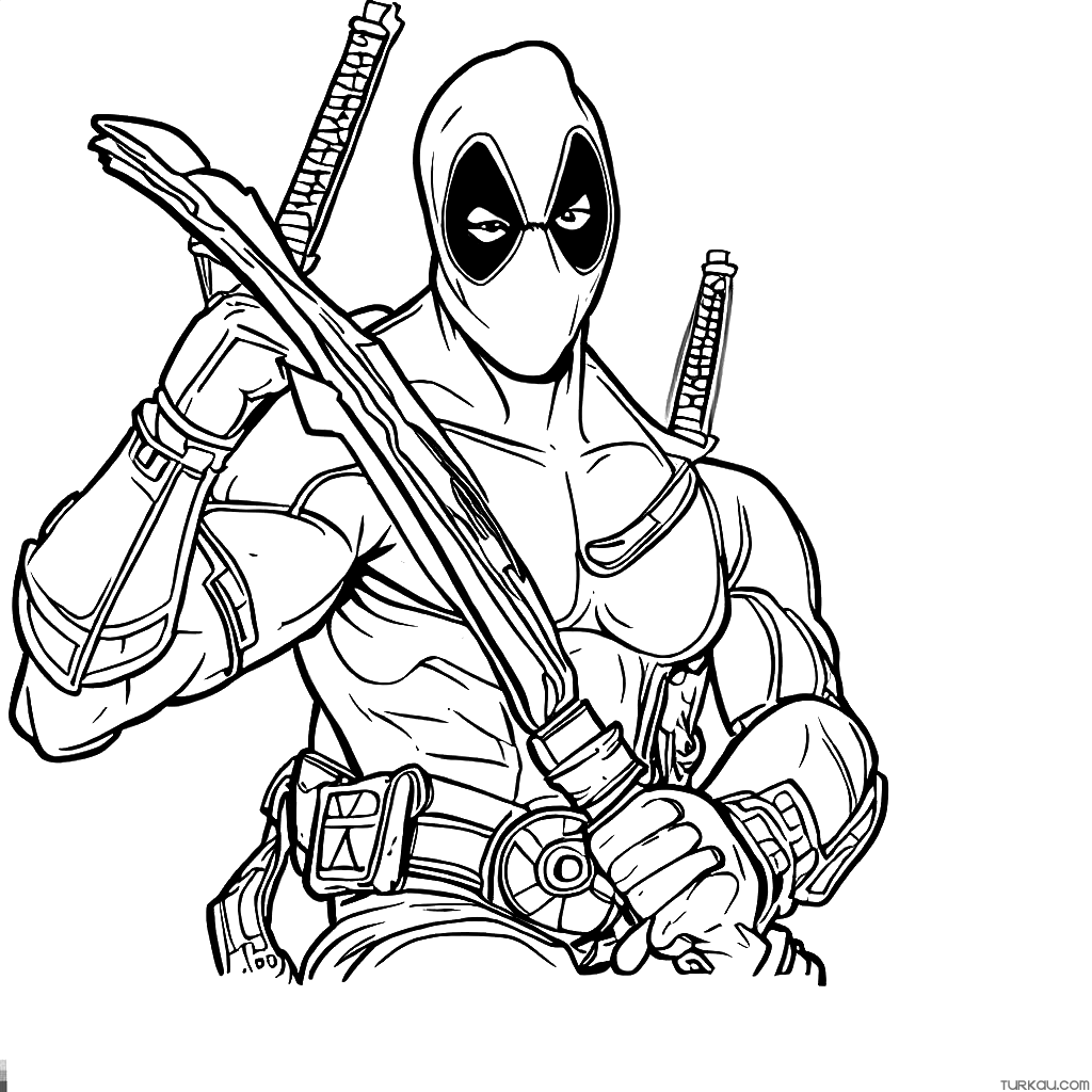 Deadpool cool coloring page