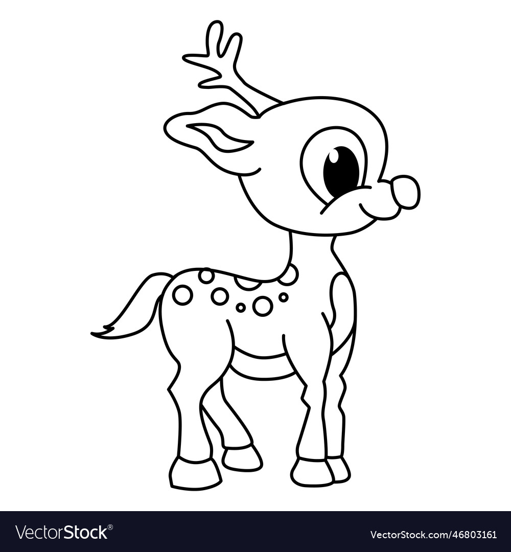 Cute deer cartoon coloring page for kids vector image