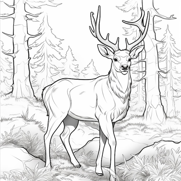 Deer coloring page pictures