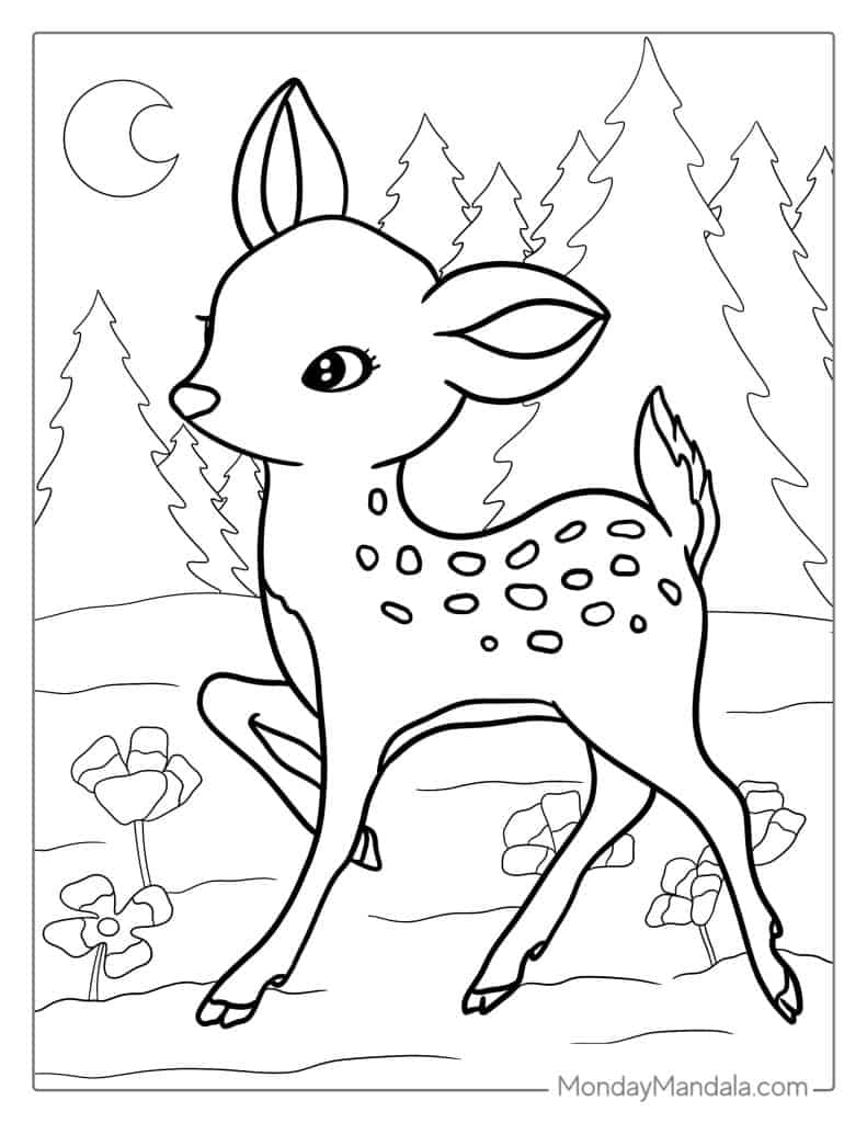 Deer coloring pages free pdf printables