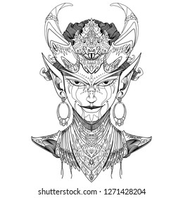 Demon samurai mask stock illustration