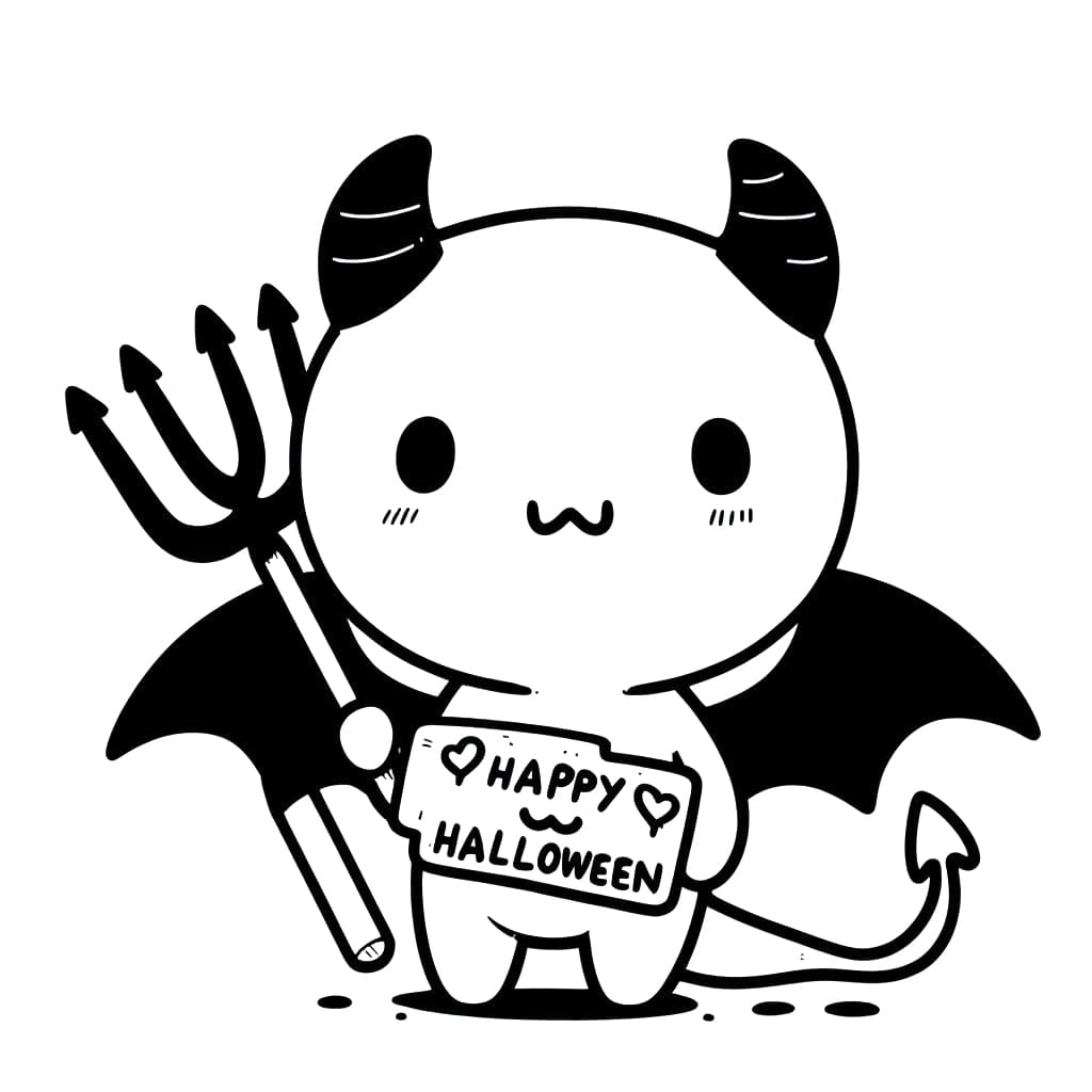 Cute demon coloring page