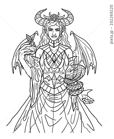 Halloween succubus isolated coloring page