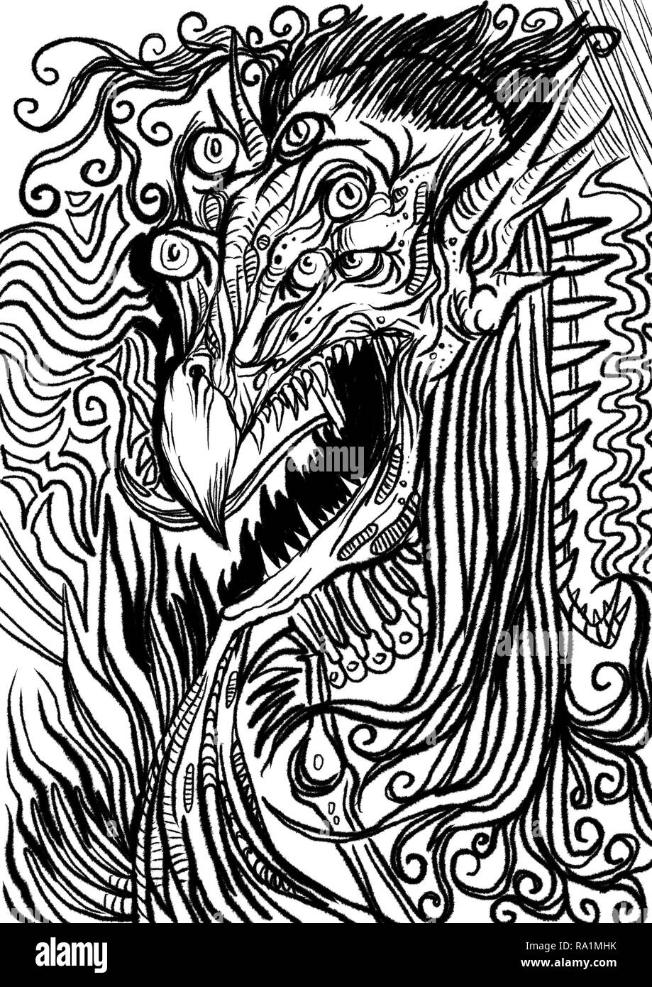 Monstrous demon horror illustration stock photo