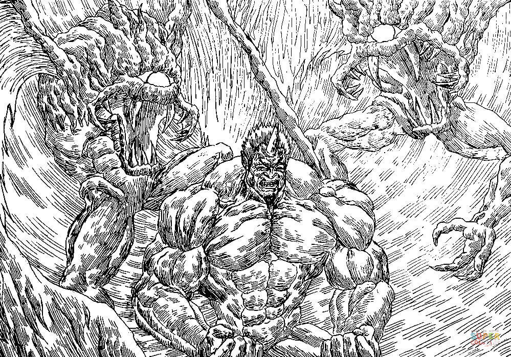 Demon and monsters coloring page free printable coloring pages