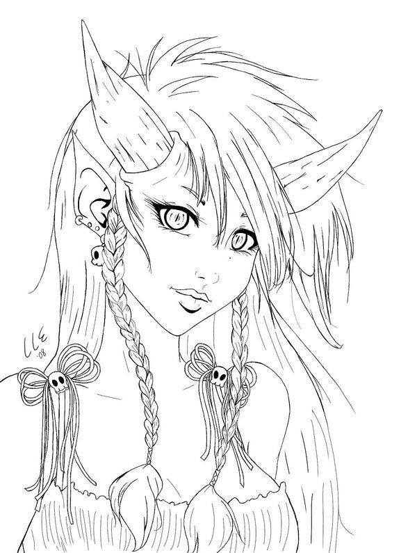 Demon girl bust lineart adult coloring pages fairy coloring pages coloring pages