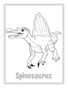 Realistic dinosaur coloring pages with names by peppermint puzzles