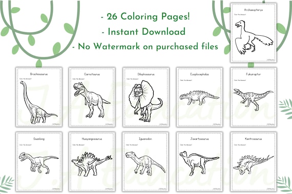 Realistic dinosaur coloring pages printable kids dino coloring book toddler boys dinosaur alphabet book homeschool preschool printables
