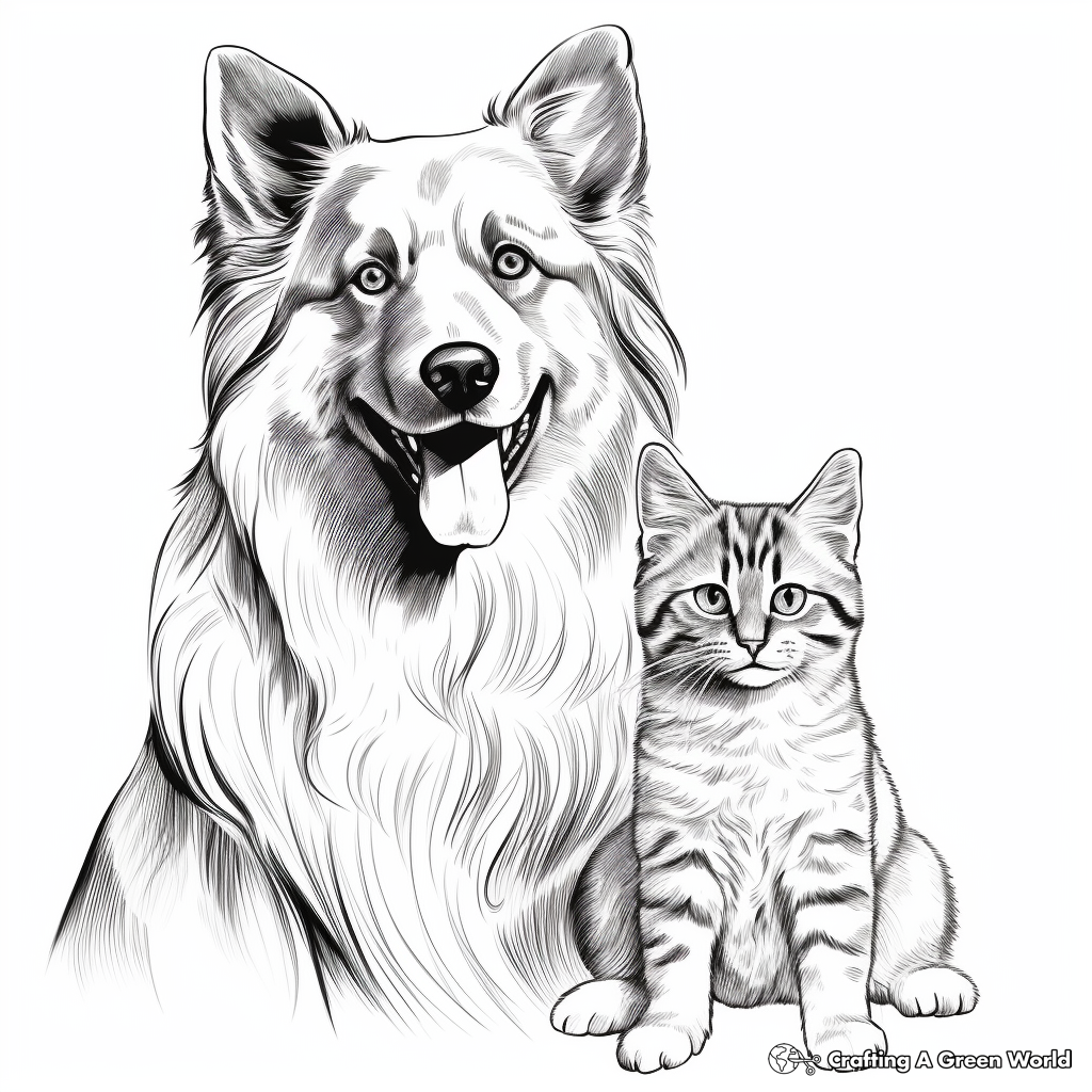 Dog and cat coloring pages
