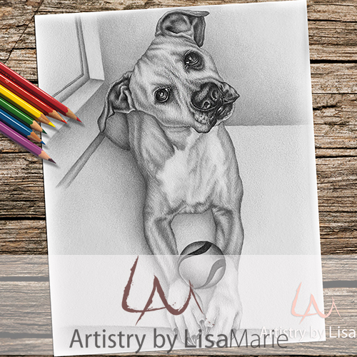 Dog with ball printable coloring book page â artistry by lisa marie