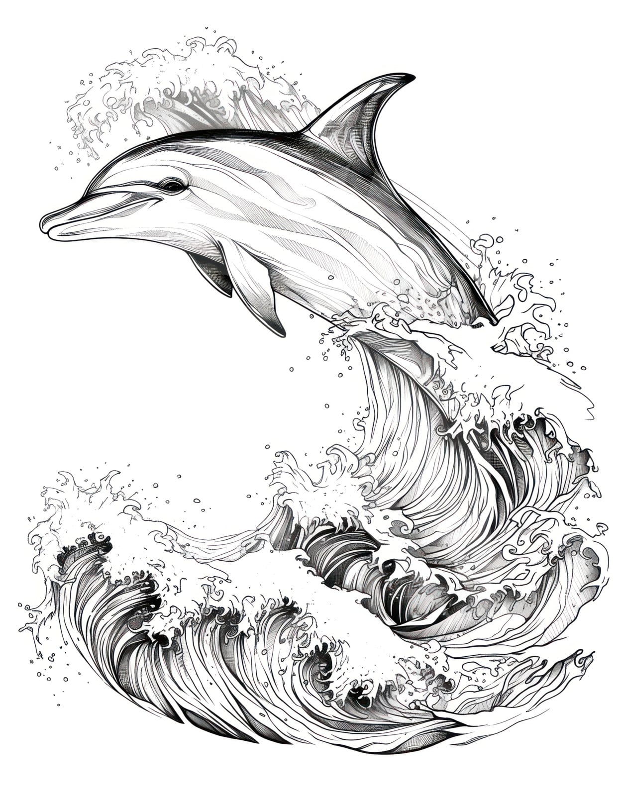 Dolphin coloring pages for kids and adults