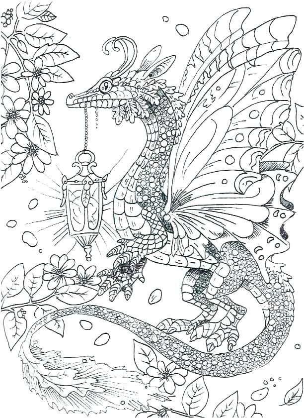 Dragon coloring pages for adults
