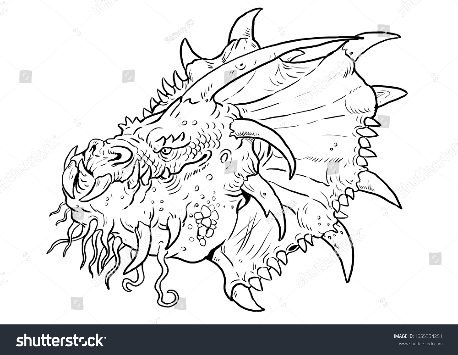 Hakuun dragon head coloring page outline illustration liittyvã kuvituskuva