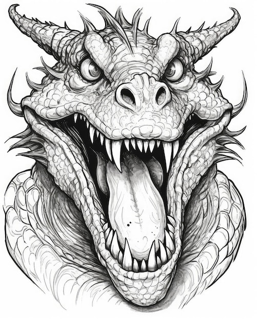 Premium ai image dragon coloring pages for kids and adults