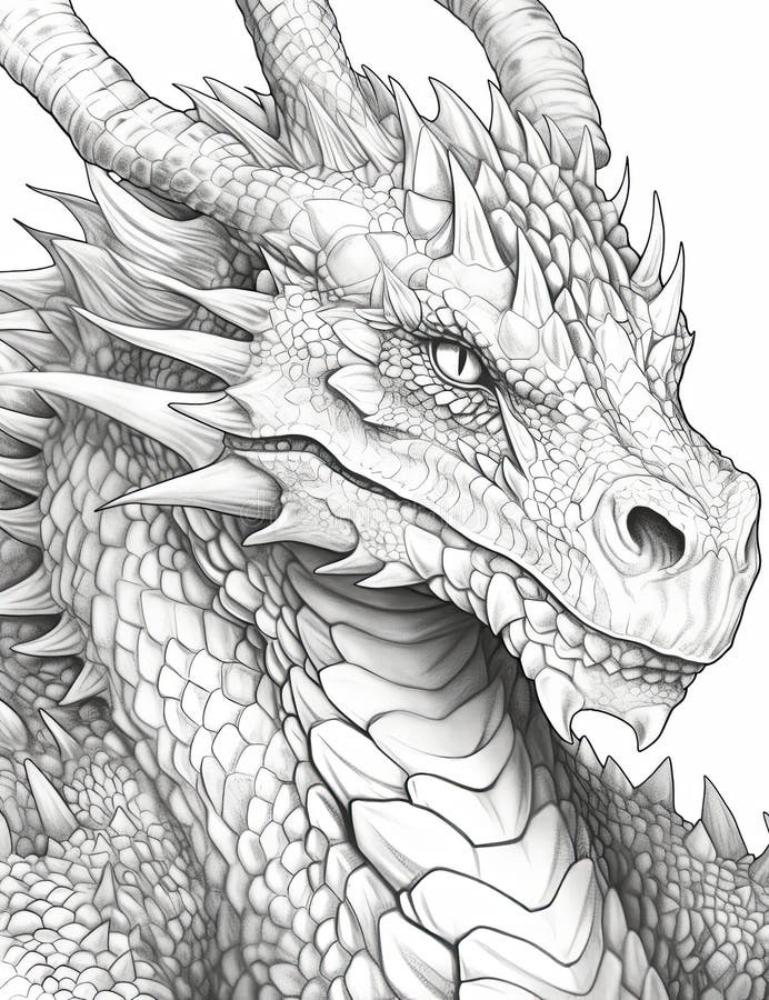 Dragon dreams intricate coloring pages for adult creativity stock illustration