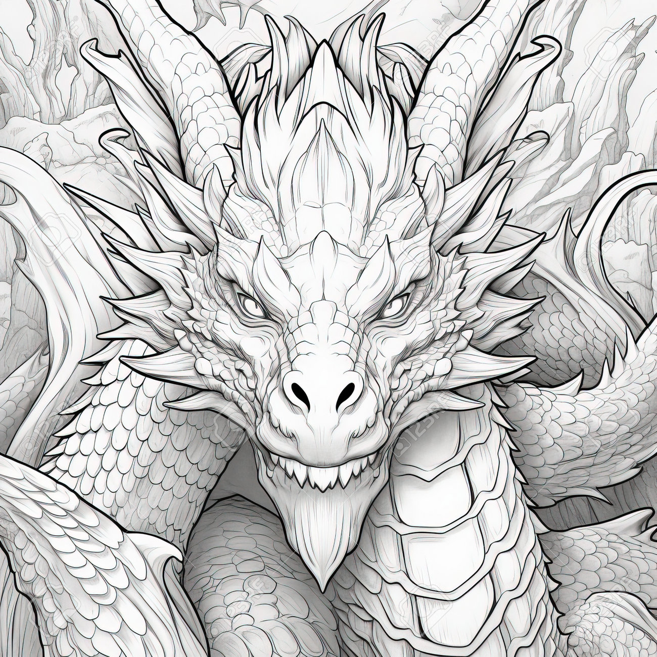 Dragon coloring pages for adults stock photo picture and royalty free image image