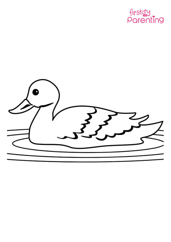 Duck in the pond coloring page for kids