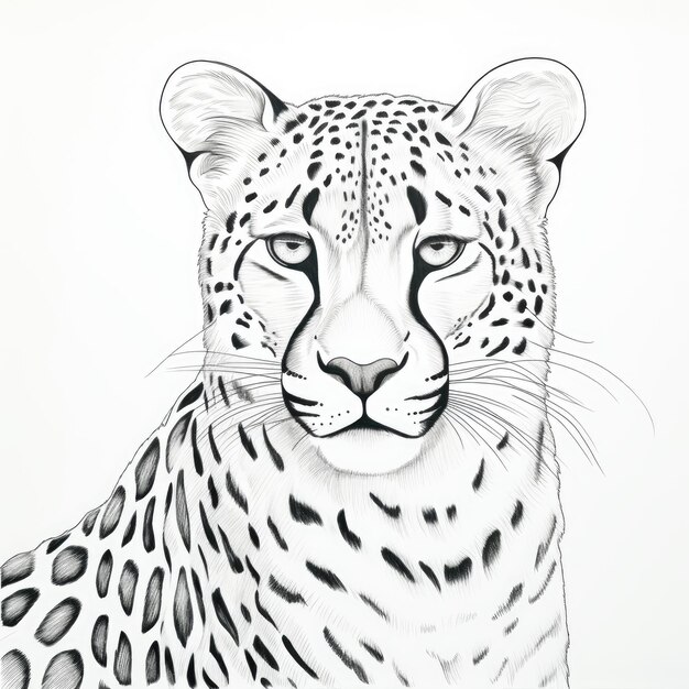 Premium ai image black and white coloring picture of a cheetah