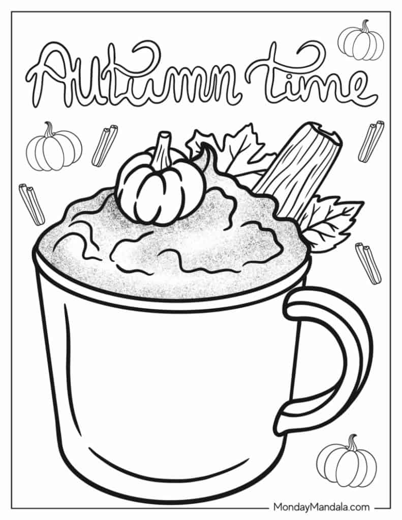 Autumn fall coloring pages free pdf printables