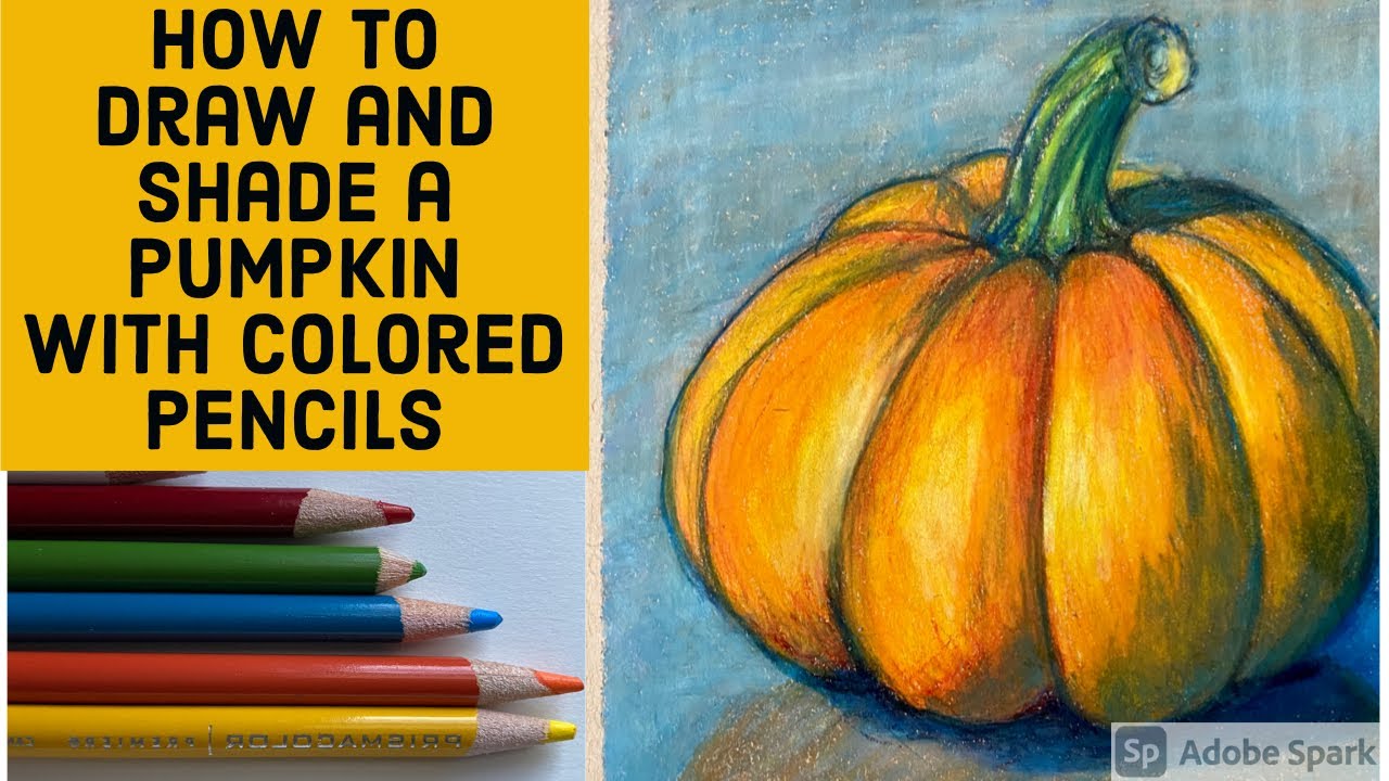 How to draw and shade a pupkin with colored pencils