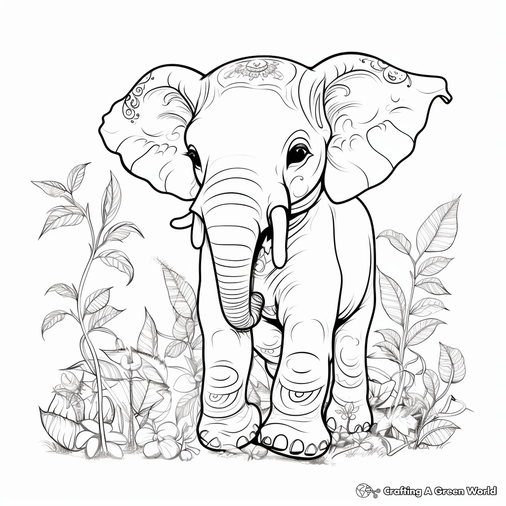 Henna elephant coloring pages