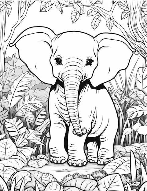 Premium ai image coloring pages for adults elephant coloring pages for adults coloring pages for adults generative ai