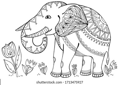 Best elephant entangle coloring page royalty