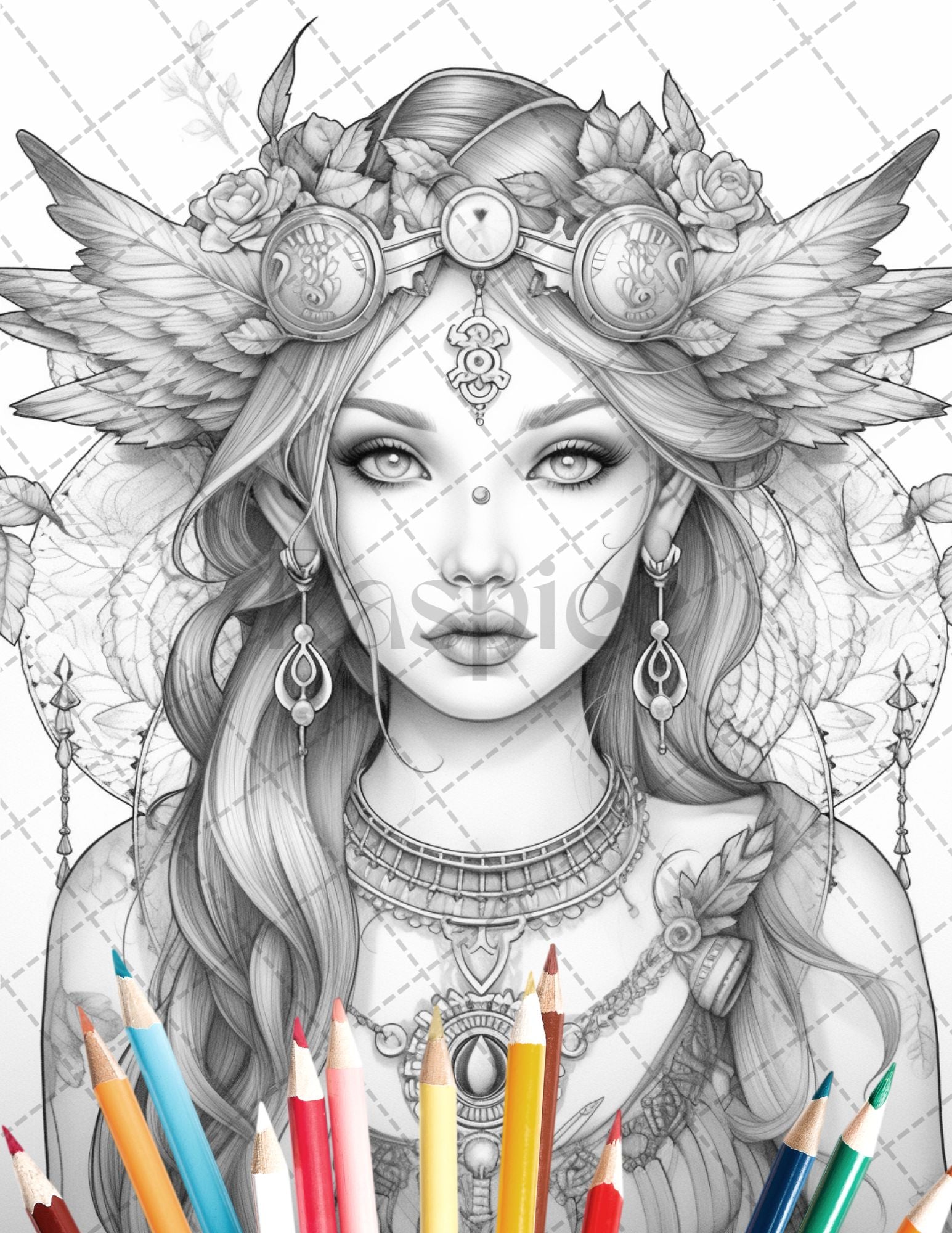 Beautiful printable elf girls coloring book for adults grayscale c â coloring
