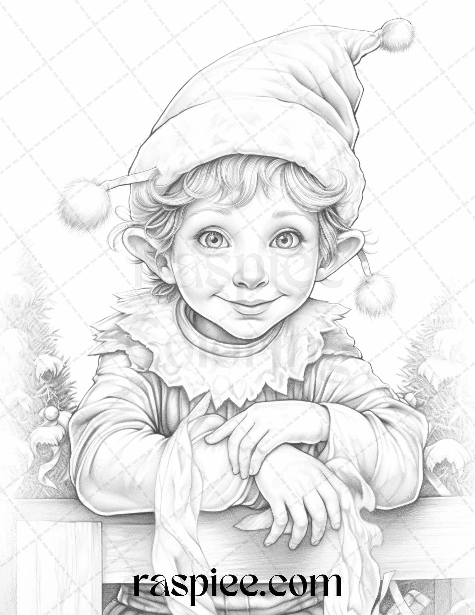 Christmas elves grayscale coloring pages printable for adults kids â coloring