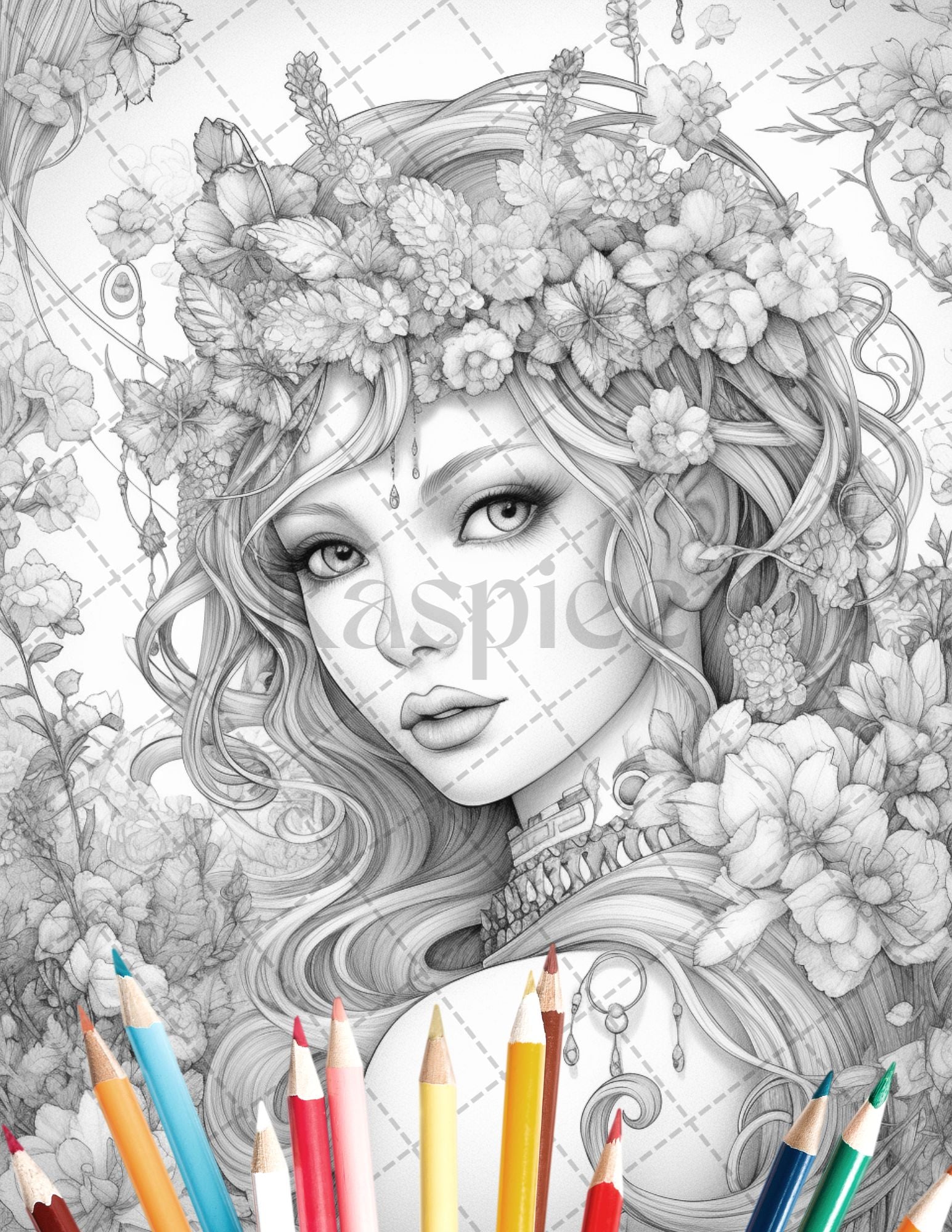 Beautiful printable elf girls coloring book for adults grayscale c â coloring