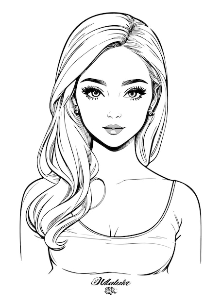 Premium vector a vector art handdrawn pencil of a beautiful cute woman sketch illustration