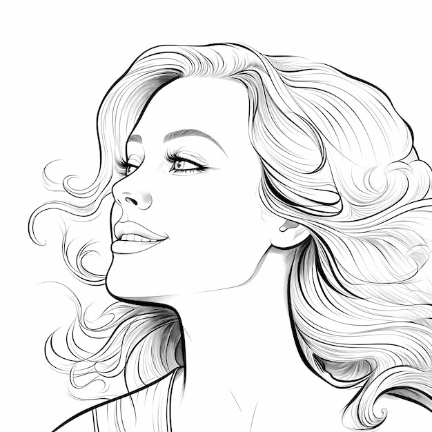 Premium ai image adult coloring book page womans face realistic