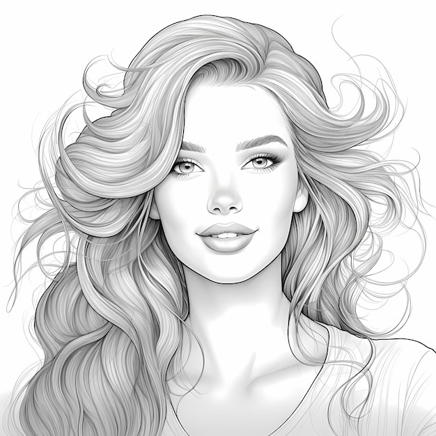 Premium ai image adult coloring book page womans face realistic
