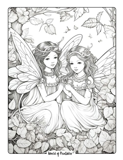Fairy coloring pages for kids adults