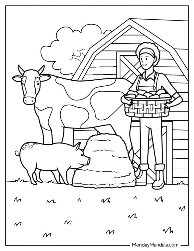 Farm animals coloring pages free pdf printables